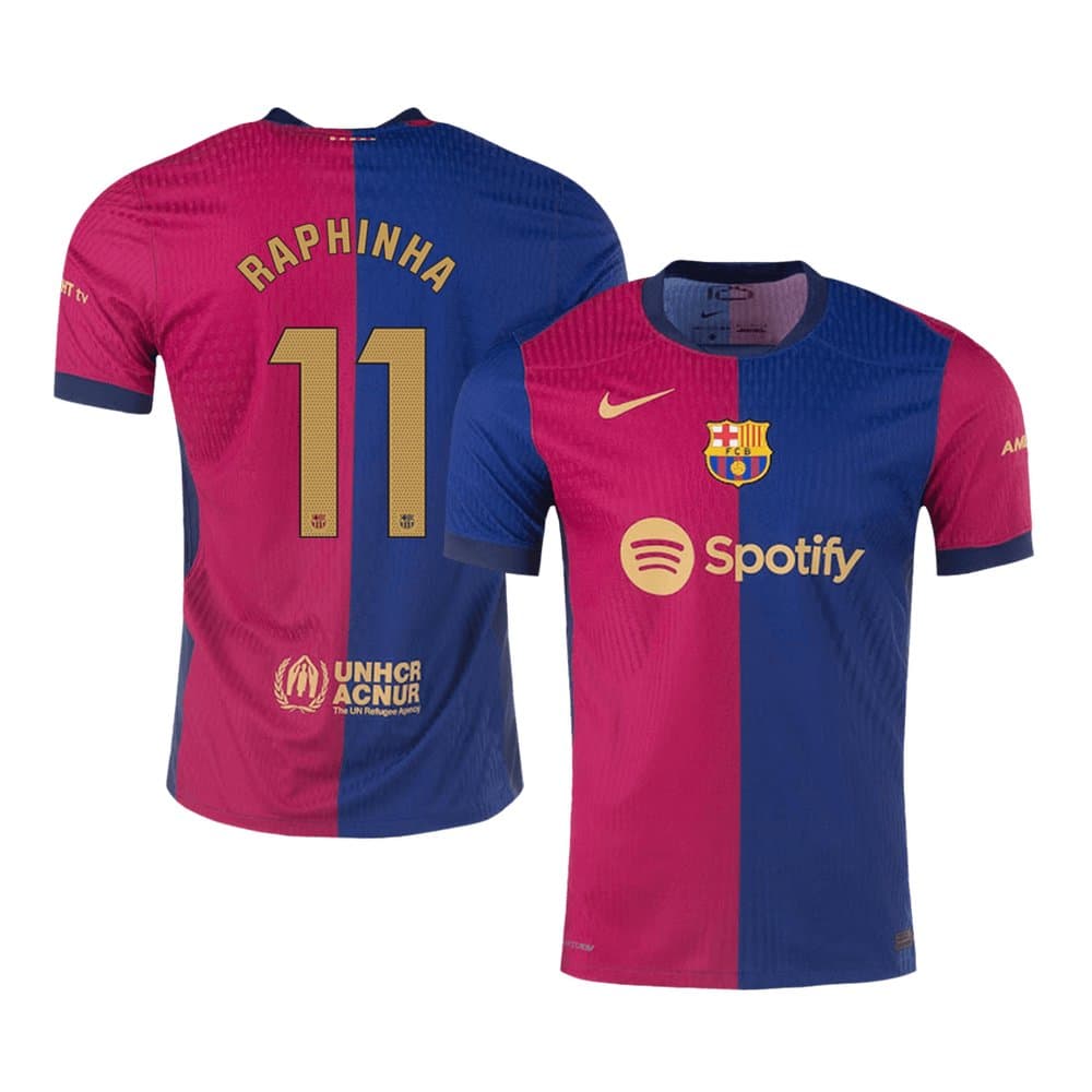 Men's RAPHINHA #11 Barcelona Home Authentic Soccer Jersey 2024/25