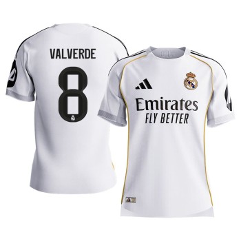 Men's VALVERDE #8 Real Madrid Home Authentic Soccer Jersey 2025/26