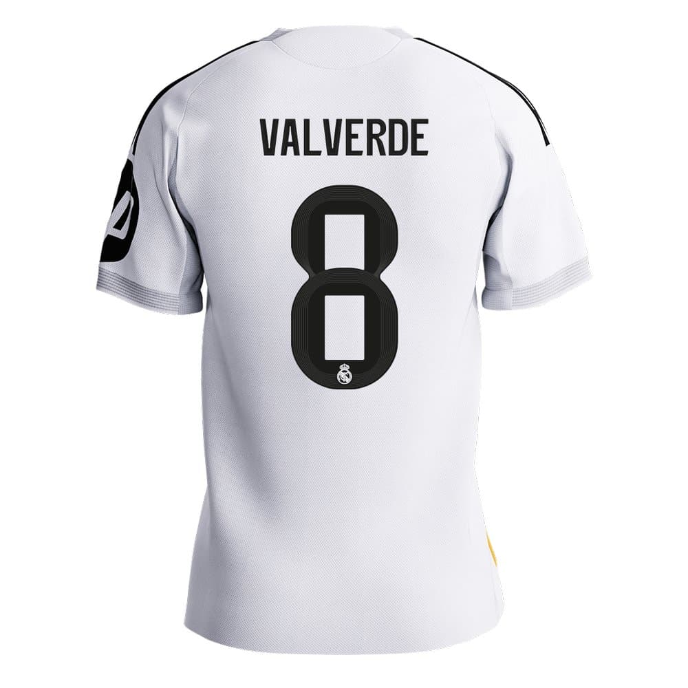 Men's VALVERDE #8 Real Madrid Home Authentic Soccer Jersey 2025/26