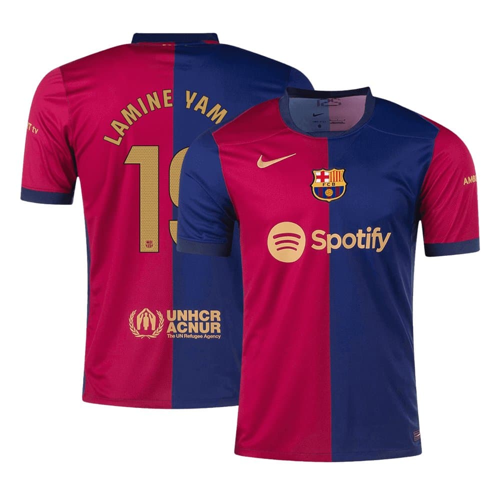Men's LAMINE YAMAL #19 Barcelona Home Replica Soccer Jersey 2024/25 Men's LAMINE YAMAL #19 Barcelona Home Replica Soccer Jersey 2024/25