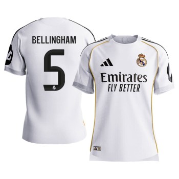 Men's BELLINGHAM #5 Real Madrid Home Authentic Soccer Jersey 2025/26
