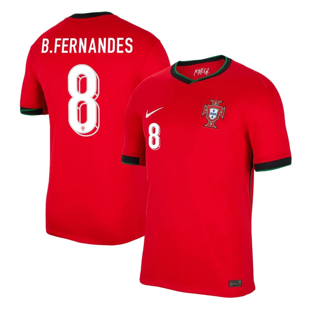 Men's B.FERNANDES #8 Portugal Home Replica Soccer Jersey EURO 2024 Men's B.FERNANDES #8 Portugal Home Replica Soccer Jersey EURO 2024