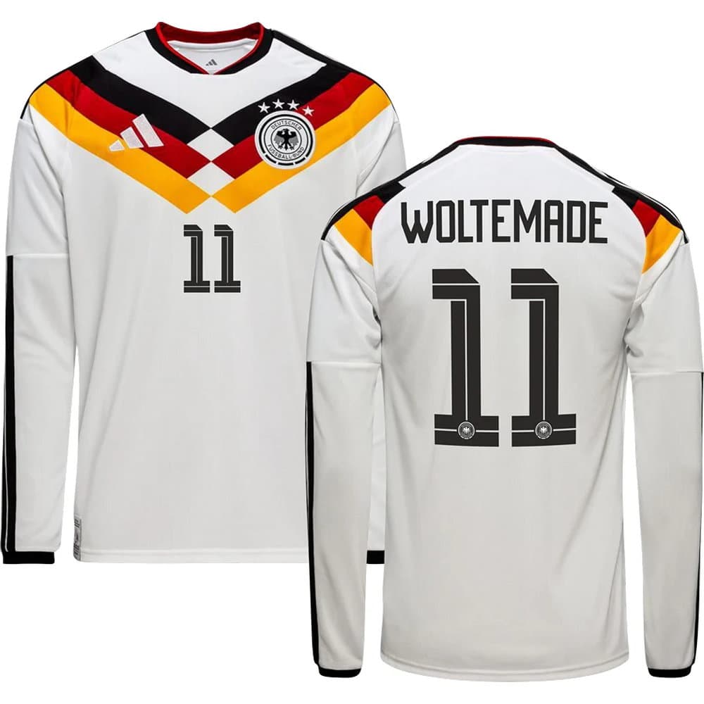 Men's WOLTEMADE #11 Germany Home Replica Long Sleeve Jersey World Cup 2026