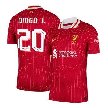 Men's DIOGO J. #20 Liverpool Home Authentic Soccer Jersey - UCL 2024/25