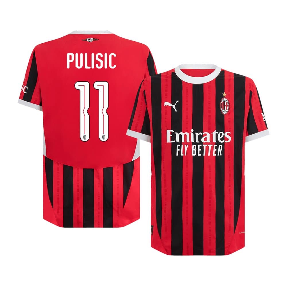 Men's PULISIC #11 AC Milan Home Authentic Soccer Jersey - UCL 2024/25