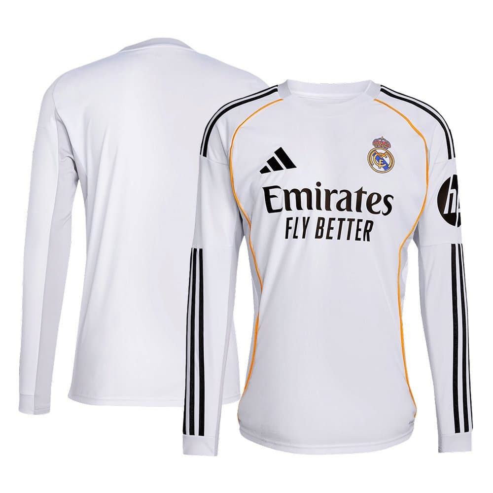 Men's Real Madrid Home Long Sleeve Jersey 2025/26 Men's Real Madrid Home Long Sleeve Jersey 2025/26