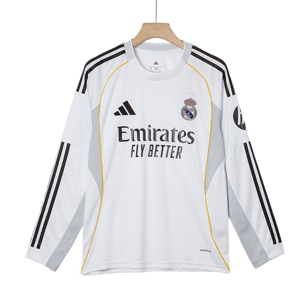 Men's Real Madrid Home Long Sleeve Jersey 2025/26 Men's Real Madrid Home Long Sleeve Jersey 2025/26