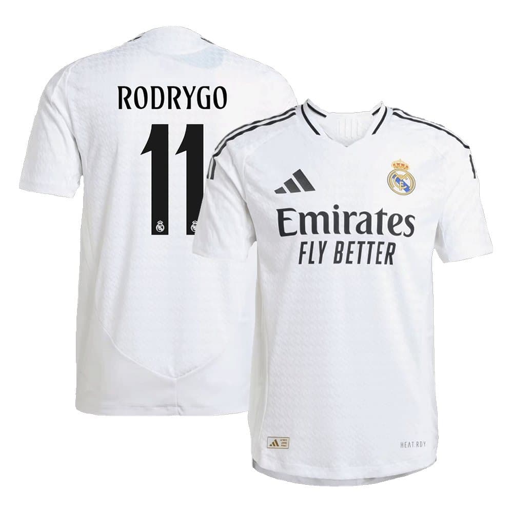 Men's RODRYGO #11 Real Madrid Home Authentic Soccer Jersey 2024/25