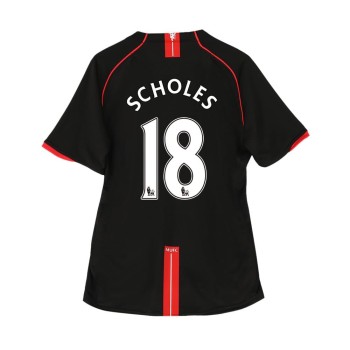 Men's SCHOLES #18 Manchester United Away Retro Soccer Jersey 2007/08