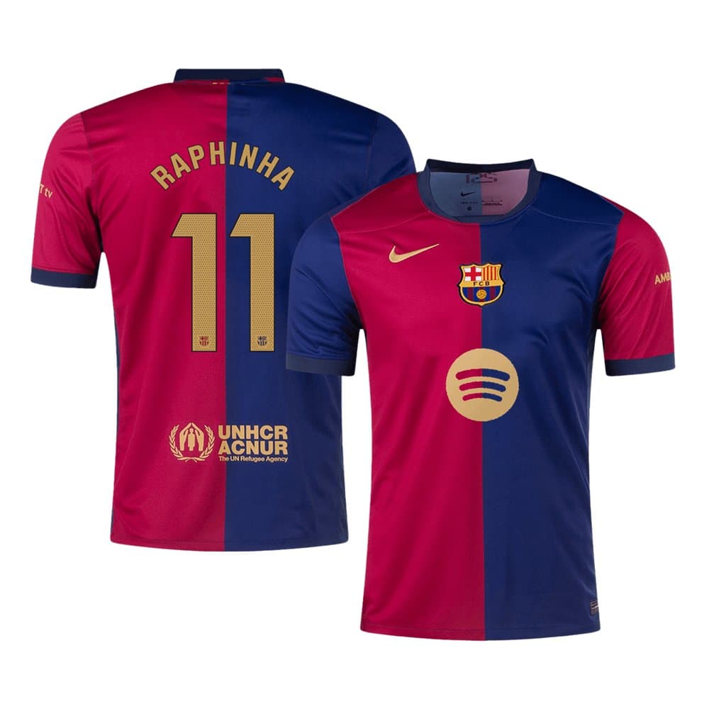 Men's RAPHINHA #11 Barcelona Home Replica Soccer Jersey - Spotify Logo Without Text 2024/25 Men's RAPHINHA #11 Barcelona Home Replica Soccer Jersey - Spotify Logo Without Text 2024/25