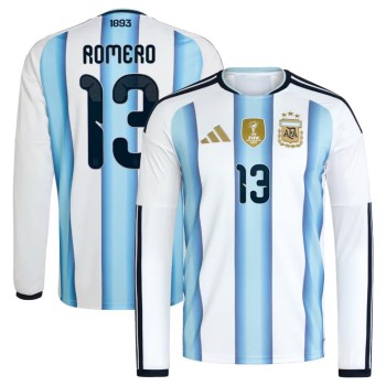 Men's ROMERO #13 Argentina Home Replica Long Sleeve Jersey World Cup 2026