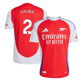 Men's SALIBA #2 Arsenal Home Authentic Jersey 2024/25