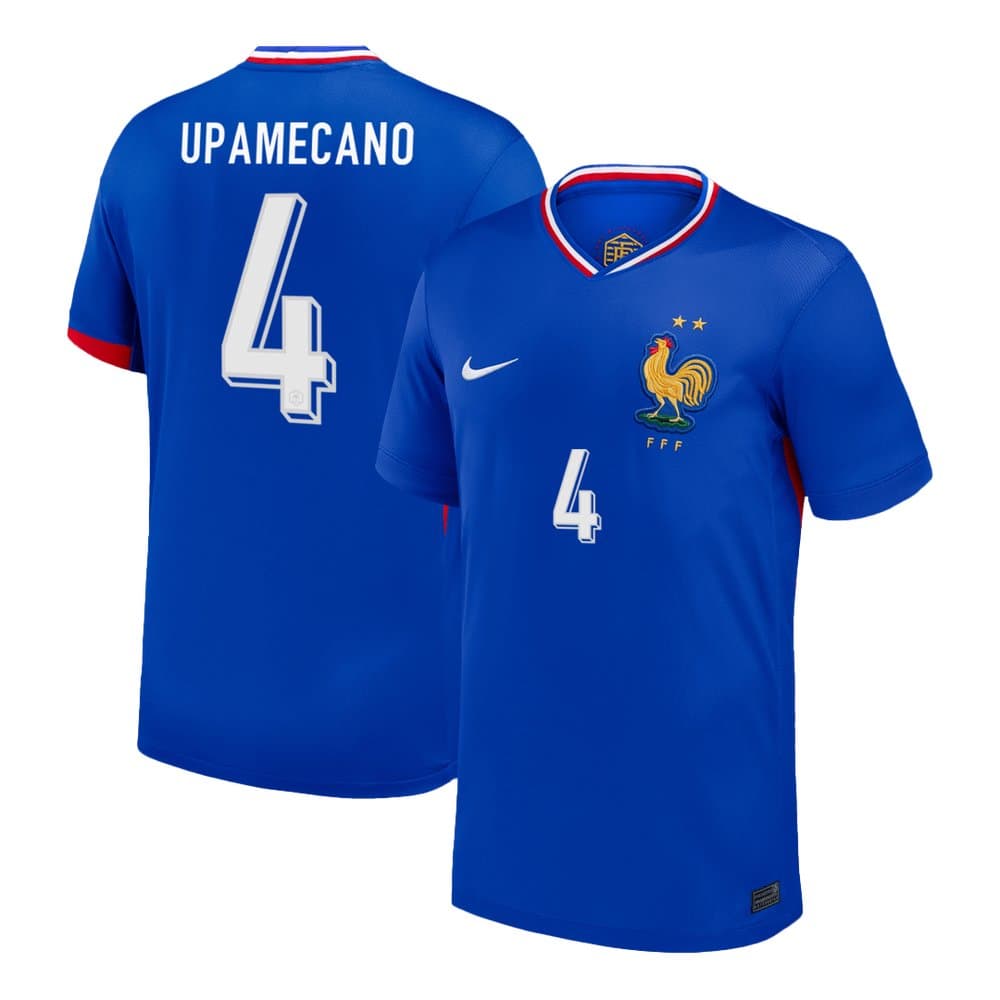 Men's UPAMECANO #4 France Home Replica Soccer Jersey 2024 Men's UPAMECANO #4 France Home Replica Soccer Jersey 2024