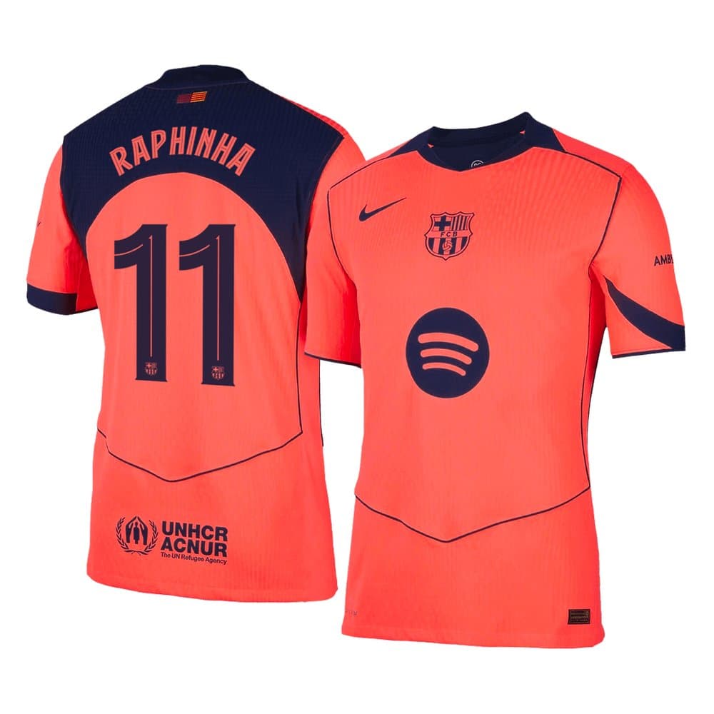 Men's RAPHINHA #11 Barcelona Third Away Authentic Soccer Jersey - UCL 2025/26