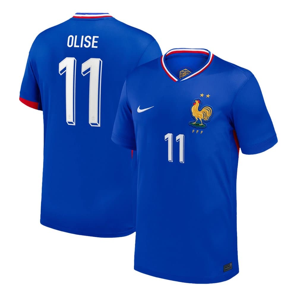 Men's OLISE #11 France Home Replica Soccer Jersey 2024