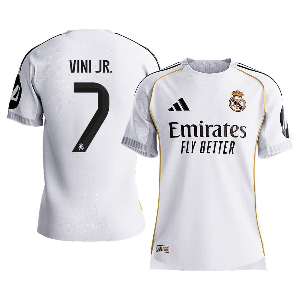 Men's VINI JR. #7 Real Madrid Home Authentic Soccer Jersey 2025/26