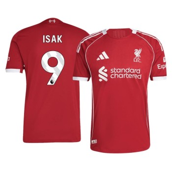 Men's ISAK #9 Liverpool Home Authentic Soccer Jersey 2025/26