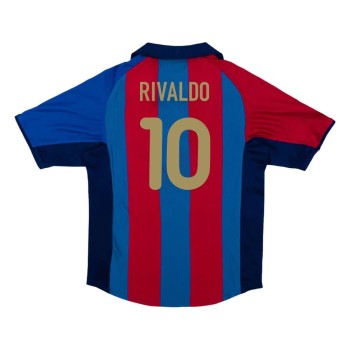 Men's RIVALDO #10 Barcelona Home Retro Soccer Jersey 2001/02 Men's RIVALDO #10 Barcelona Home Retro Soccer Jersey 2001/02