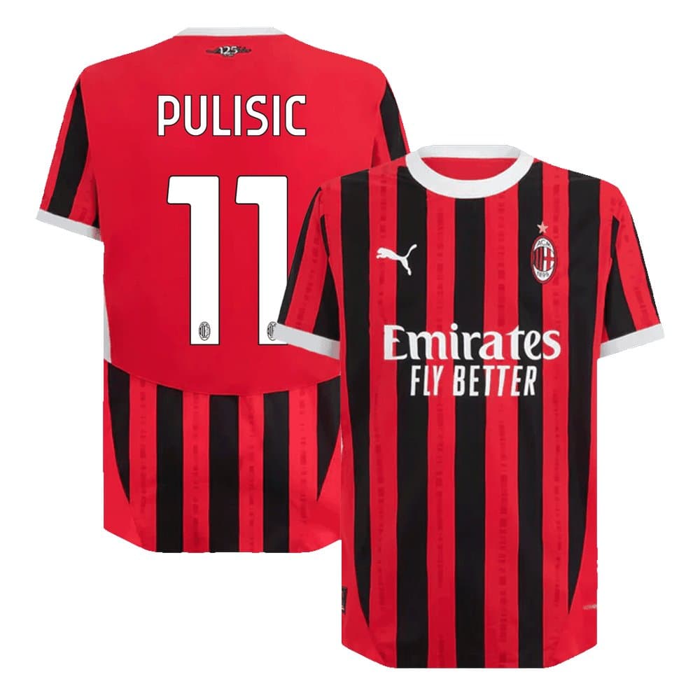 Men's PULISIC #11 AC Milan Home Authentic Soccer Jersey - UCL 2024/25 Men's PULISIC #11 AC Milan Home Authentic Soccer Jersey - UCL 2024/25