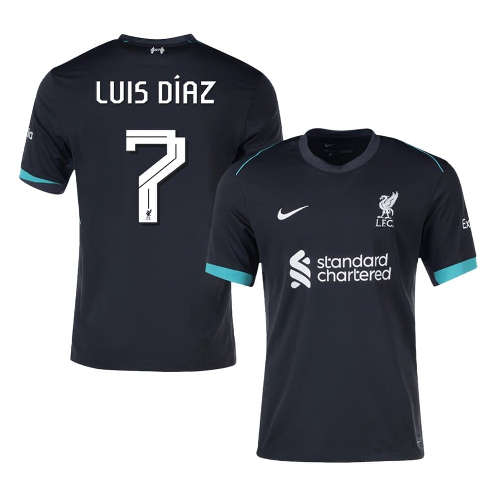 Men's Luis Díaz #7 Liverpool Away Replica Soccer Jersey - UCL 2024/25 Men's Luis Díaz #7 Liverpool Away Replica Soccer Jersey - UCL 2024/25