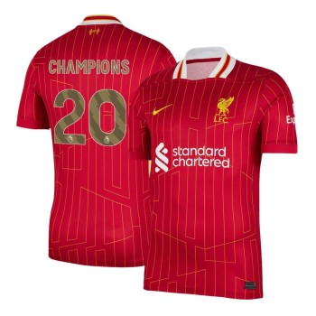 Men's CHAMPIONS #20 Liverpool Home Replica Soccer Jersey 2024/25