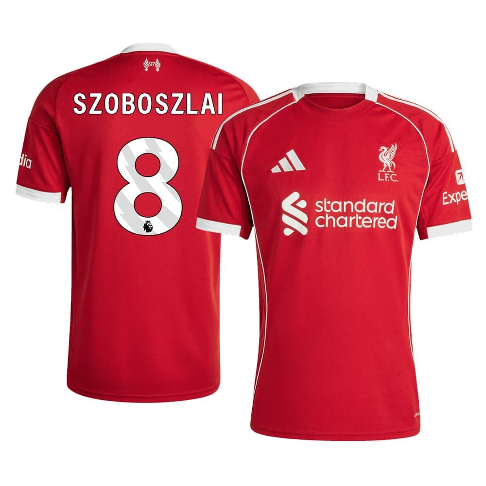 Men's SZOBOSZLAI #8 Liverpool Home Replica Soccer Jersey 2025/26