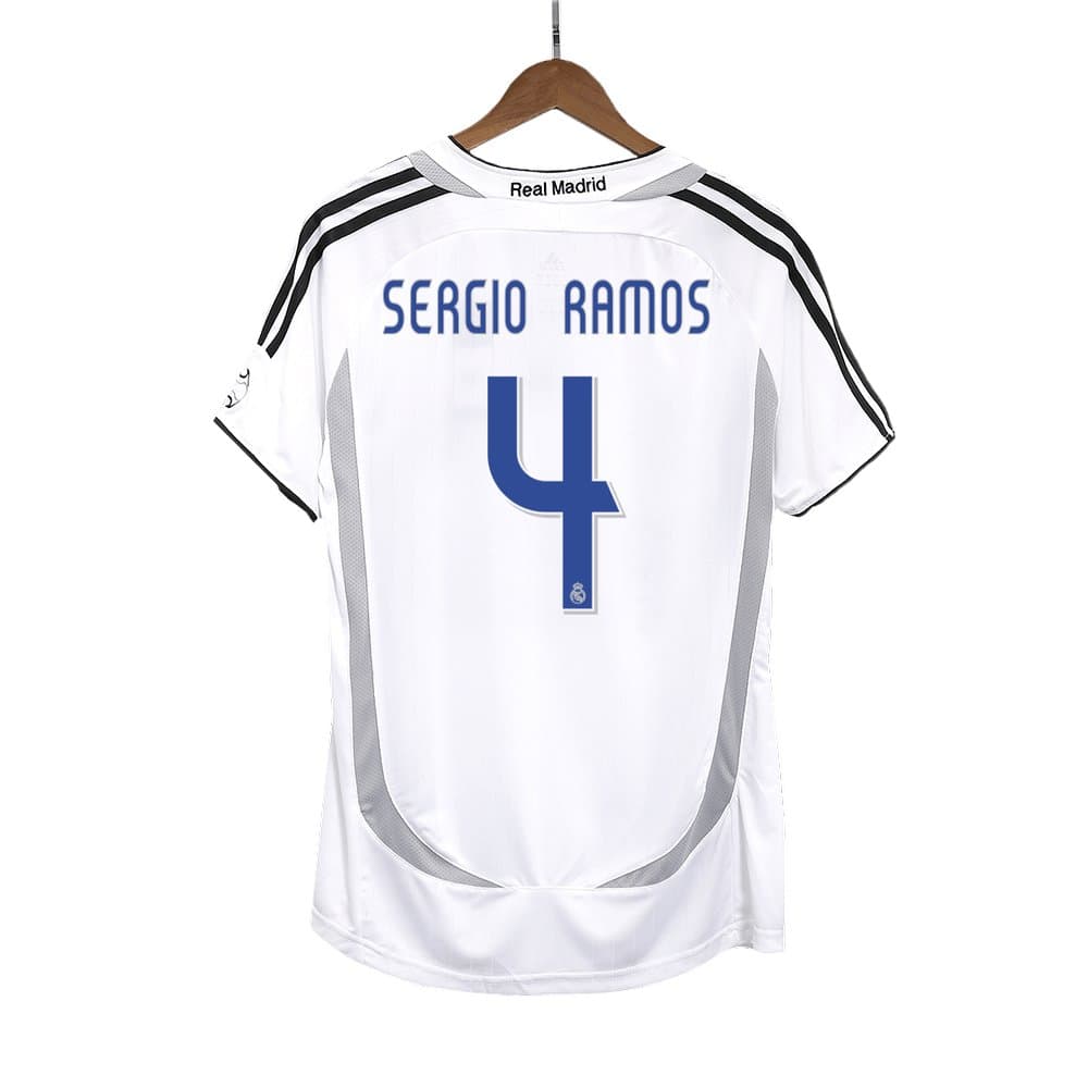 Men's SERGIO RAMOS #4 Real Madrid Home Retro Soccer Jersey 2006/07 Men's SERGIO RAMOS #4 Real Madrid Home Retro Soccer Jersey 2006/07