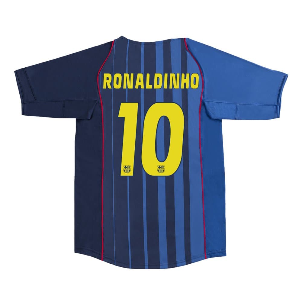 Men's RONALDINHO #10 Barcelona Away Retro Soccer Jersey 2004/05