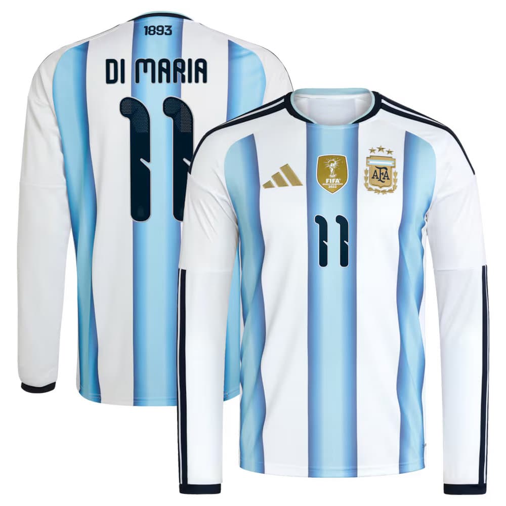Men's Angel Di Maria #11 Argentina Home Replica Long Sleeve Jersey World Cup 2026 Men's Angel Di Maria #11 Argentina Home Replica Long Sleeve Jersey World Cup 2026