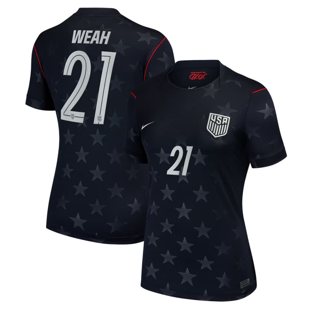 Women's Timothy Weah #21 USA Away Stadium Replica Jersey World Cup 2026 Women's Timothy Weah #21 USA Away Stadium Replica Jersey World Cup 2026