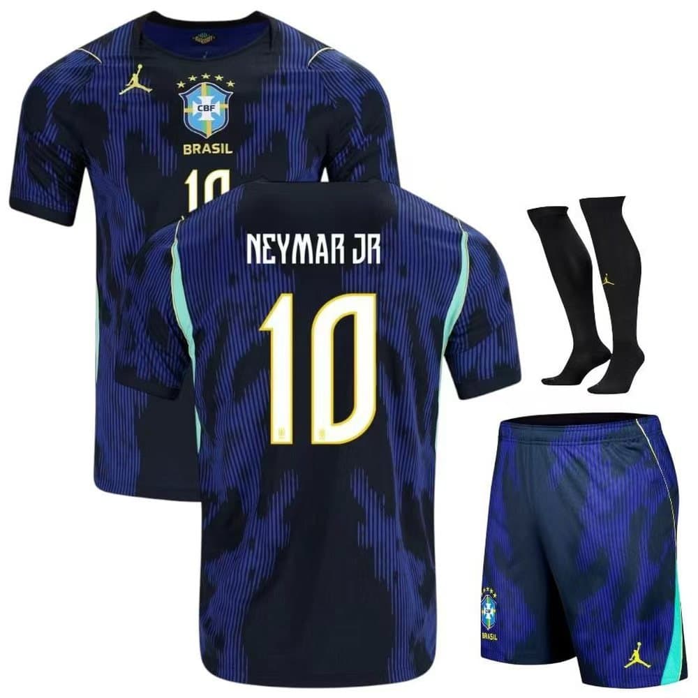 Men's Neymar Jr. #10 Brazil Away Replica Jersey Full Kit World Cup 2026 Men's Neymar Jr. #10 Brazil Away Replica Jersey Full Kit World Cup 2026