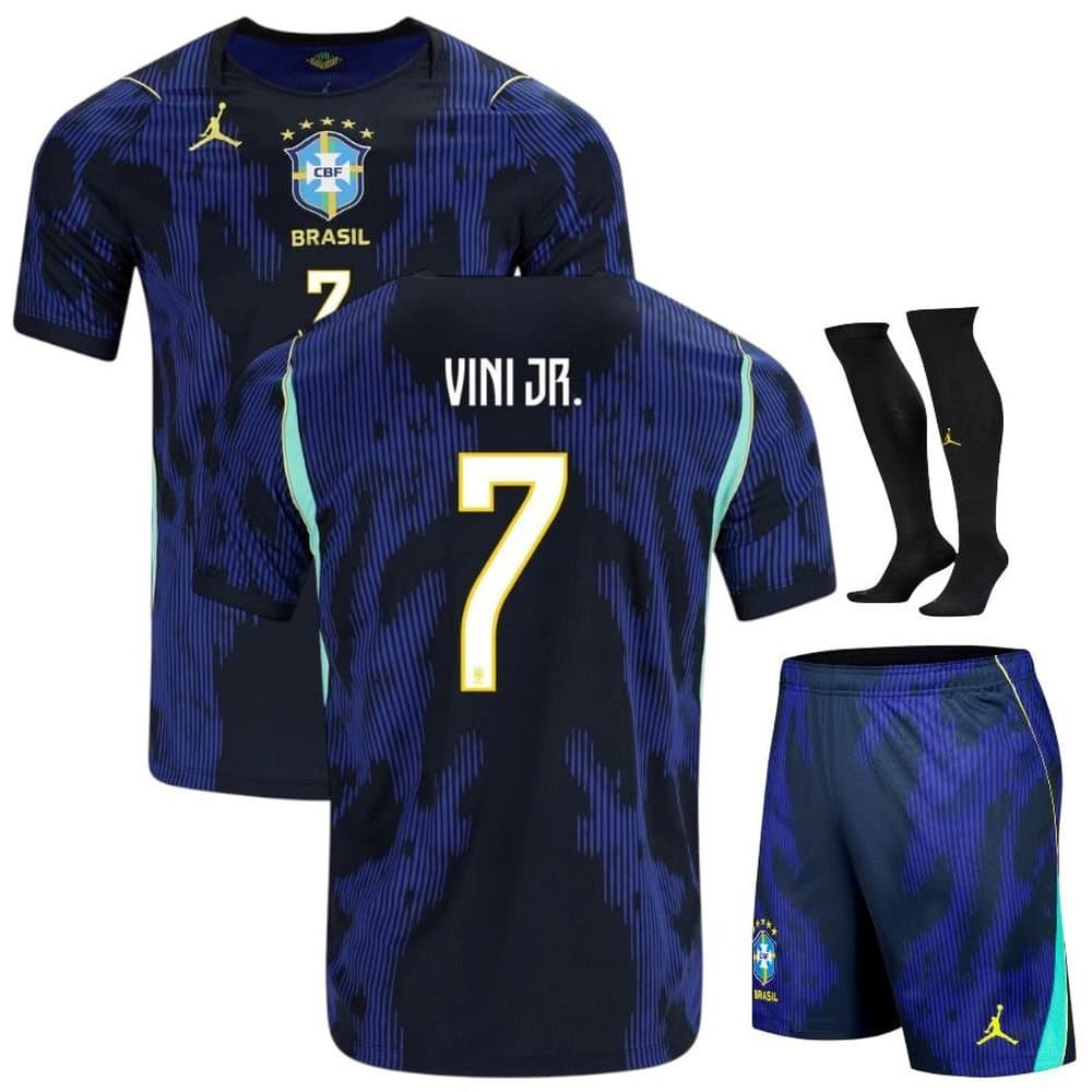 Men's Vini Jr. #7 Brazil Away Replica Jersey Full Kit World Cup 2026 Men's Vini Jr. #7 Brazil Away Replica Jersey Full Kit World Cup 2026