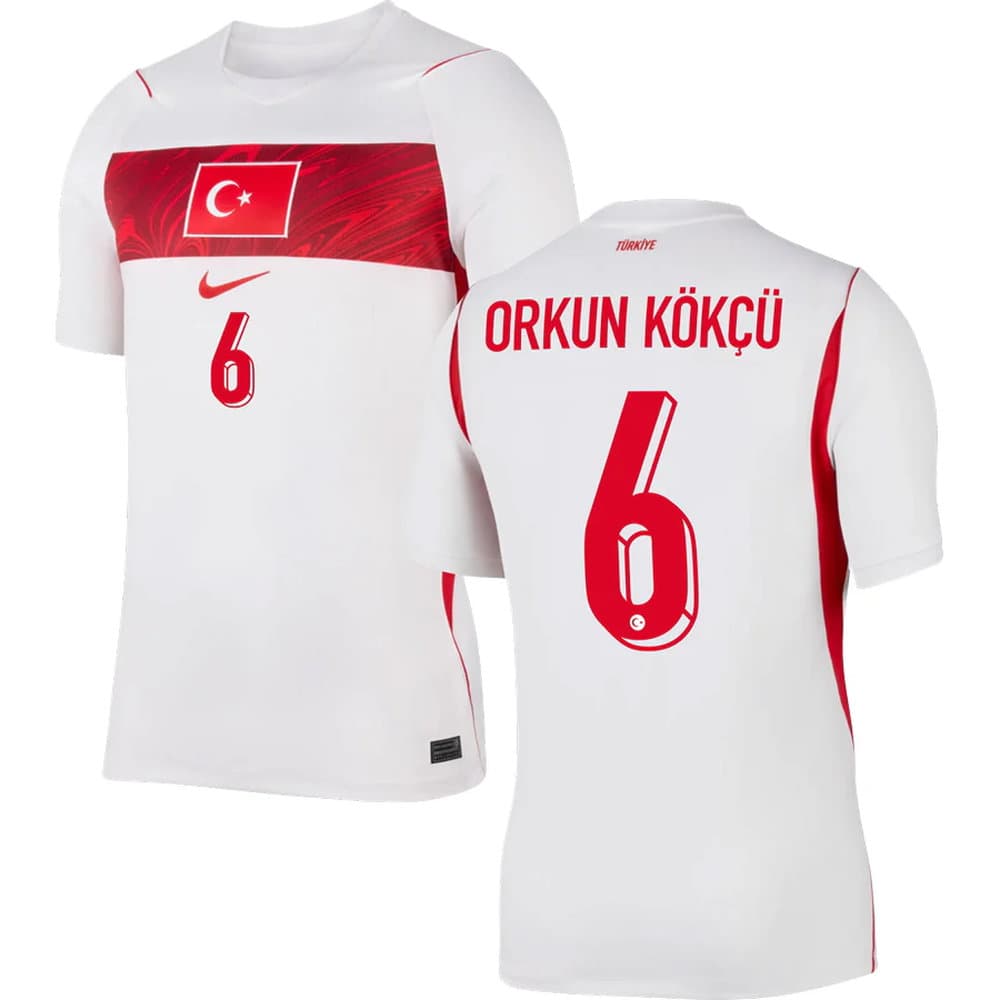 Men's Orkun Kökçü #6 Turkey Away Replica Jersey World Cup 2026