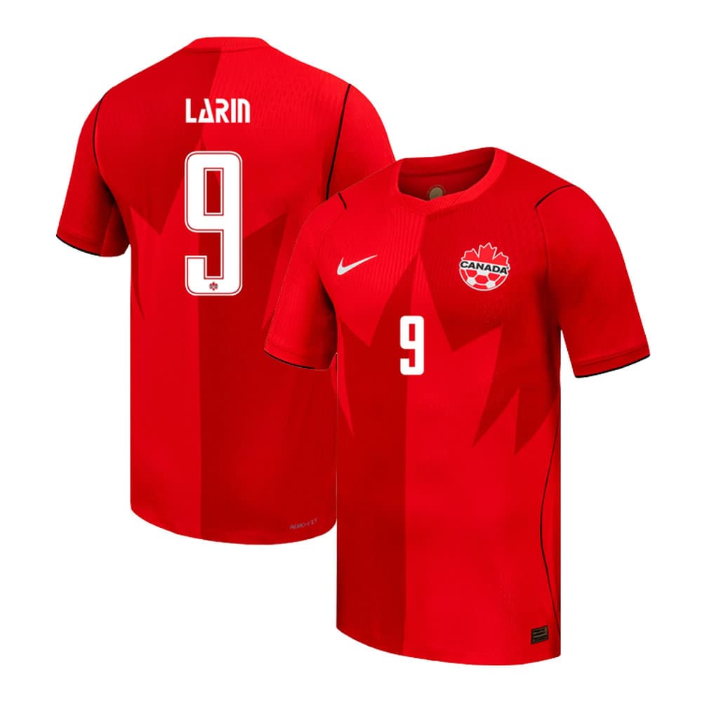 Men's Cyle Larin #9 Canada Home Match Authentic Jersey World Cup 2026