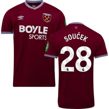Men's SOUČEK #28 West Ham United Home Replica Jersey 2025/26