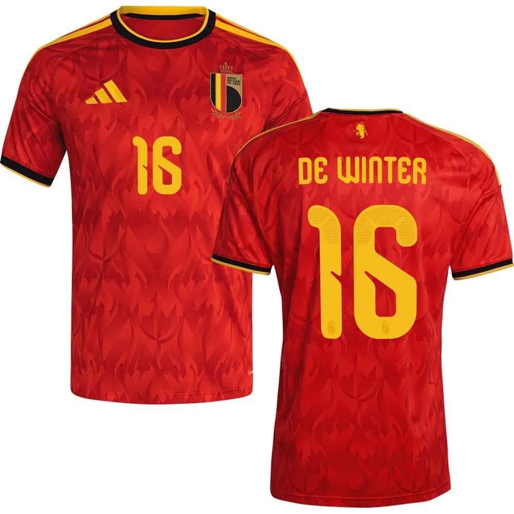 Men's DE WINTER #16 Belgium Home Replica Jersey World Cup 2026