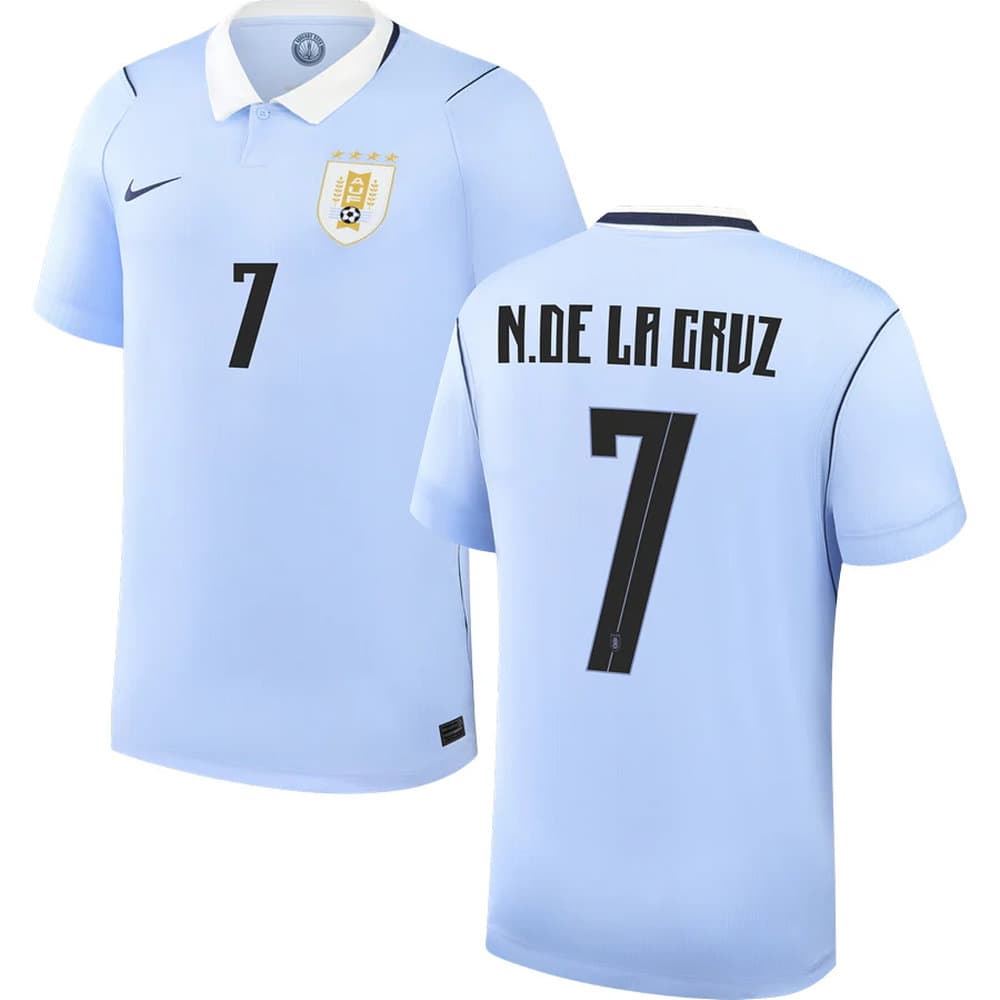 Men's N.DE LA CRUZ #7 Uruguay Home Replica Jersey World Cup 2026