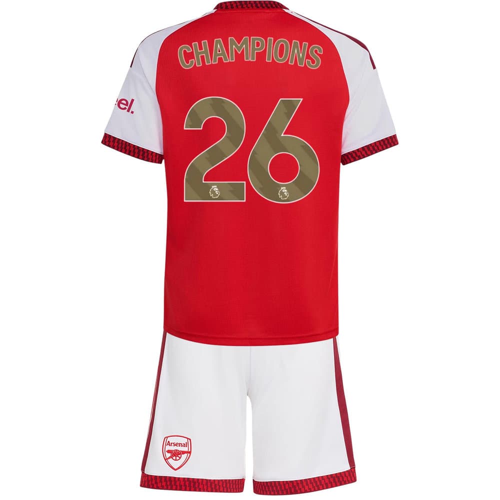 Kid's CHAMPIONS #26 Arsenal Home Soccer Jersey Kit 2026/27