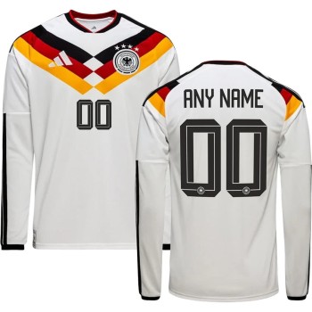 Men's Germany Home Replica Long Sleeve Custom Jersey World Cup 2026