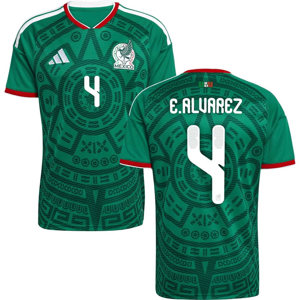 Men's E.ALVAREZ #4 Mexico Home Replica Jersey World Cup 2026