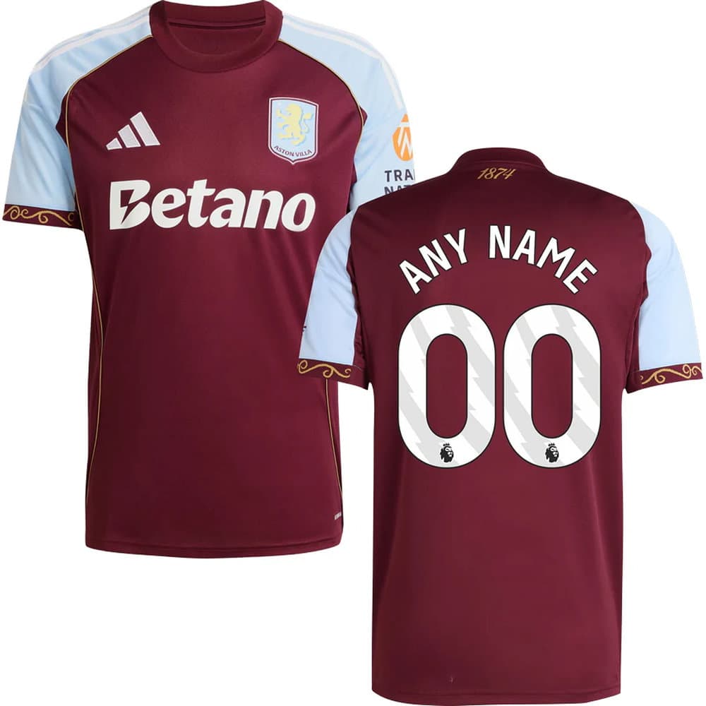 Men's Aston Villa Home Replica Custom Jersey 2025/26 Men's Aston Villa Home Replica Custom Jersey 2025/26