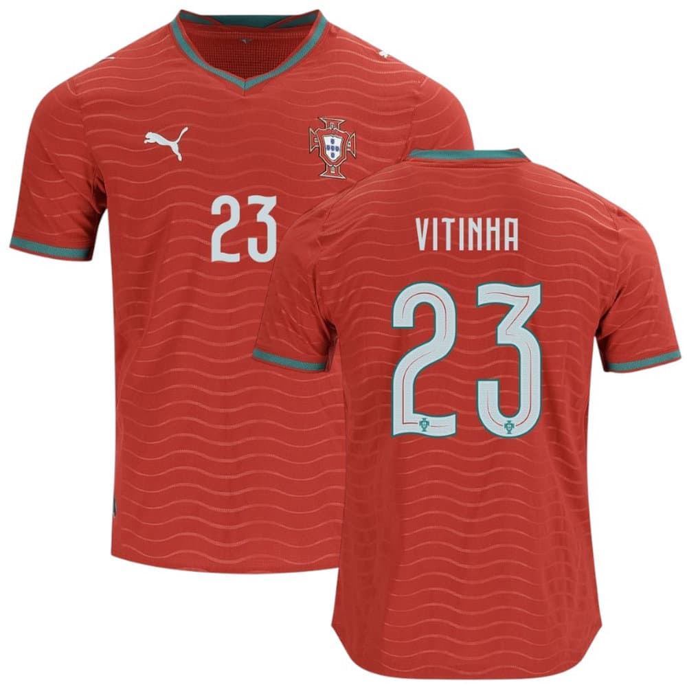 Kid's VITINHA #23 Portugal Home Replica Jersey World Cup 2026