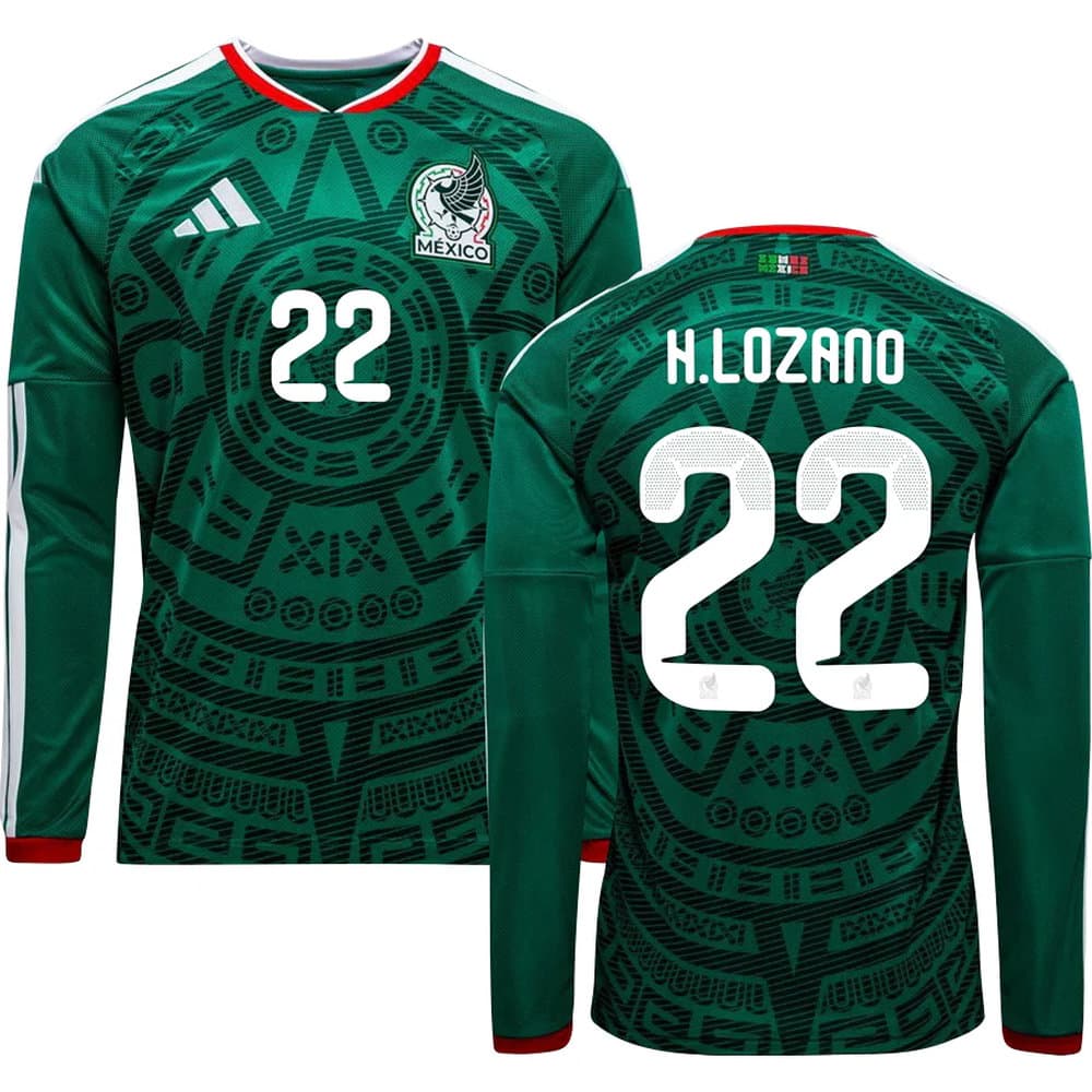Men's H.LOZANO #22 Mexico Home Replica Long Sleeve Jersey World Cup 2026 Men's H.LOZANO #22 Mexico Home Replica Long Sleeve Jersey World Cup 2026