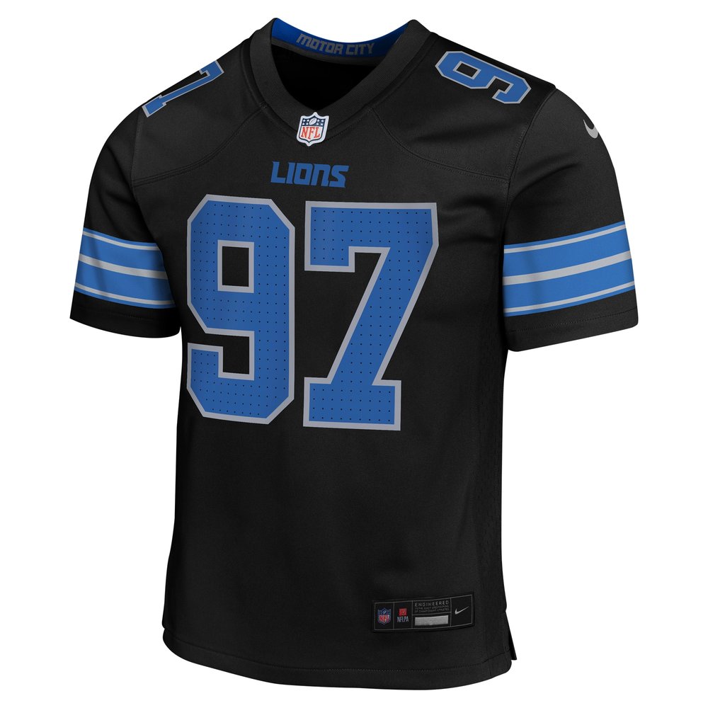 Youth Detroit Lions #97 Aidan Hutchinson Black Alternate Player Game Jersey
