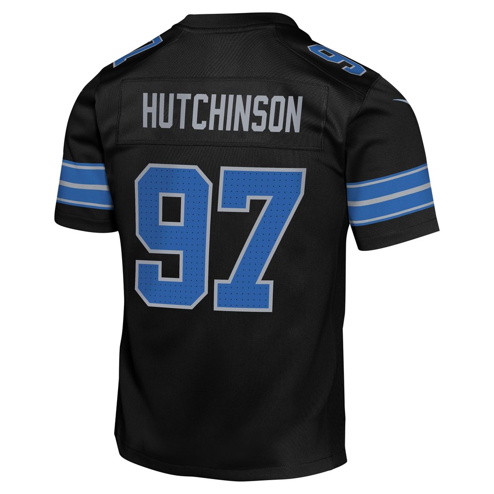 Youth Detroit Lions #97 Aidan Hutchinson Black Alternate Player Game Jersey