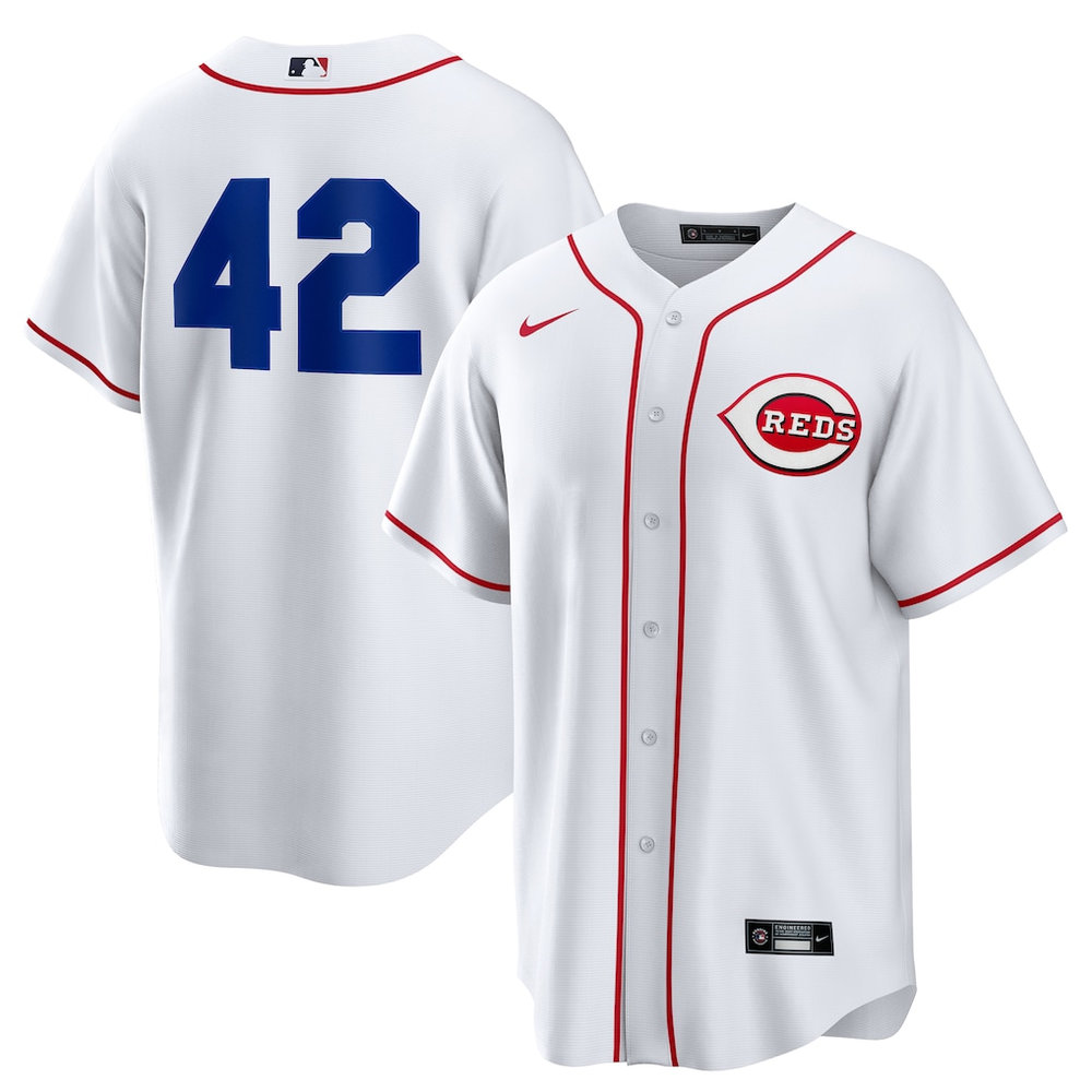 Youth Cincinnati Reds #42 Jackie Robinson Nike White Home 2025 Jackie Robinson Day Replica Jersey Youth Cincinnati Reds #42 Jackie Robinson Nike White Home 2025 Jackie Robinson Day Replica Jersey