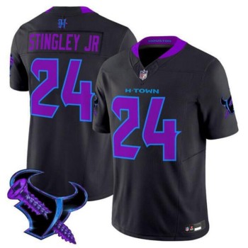 Men's Houston Texans #24 Derek Stingley Jr. Black F.U.S.E. 2025 DJ SCREW Vapor Limited Stitched Football Jersey Men's Houston Texans #24 Derek Stingley Jr. Black F.U.S.E. 2025 DJ SCREW Vapor Limited Stitched Football Jersey