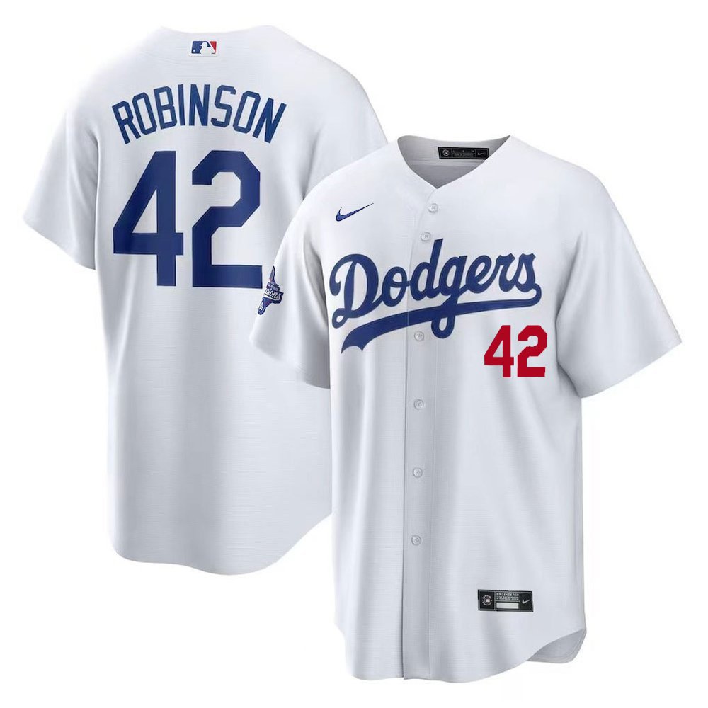 Men's Los Angeles Dodgers #42 Jackie Robinson White 2025 World Series Champions Home Limited Jersey Men's Los Angeles Dodgers #42 Jackie Robinson White 2025 World Series Champions Home Limited Jersey