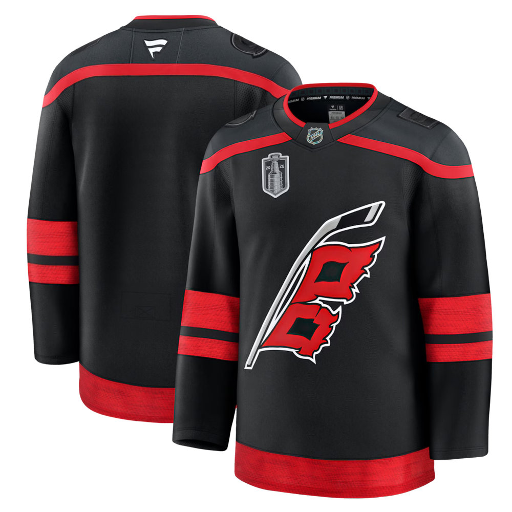 Men's Carolina Hurricanes Black 2026 Stanley Cup Final Home Premium Patch Jersey Men's Carolina Hurricanes Black 2026 Stanley Cup Final Home Premium Patch Jersey