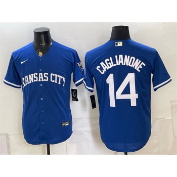 Men's Kansas City Royals #14 Jac Caglianone Royal Cool Base Stitched Baseball Jersey